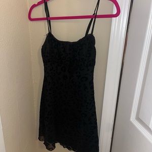 Small black dress with fuzzy cheetah WORN ONCE